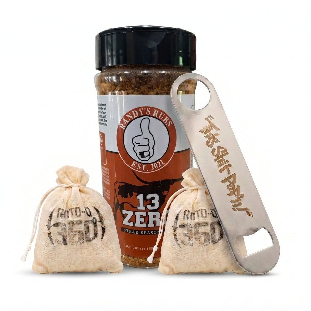 13 Zero Steak Seasoning + Fire Starter + Bottle Opener | ROTO-Q 360™ Fire & Flavor Kit