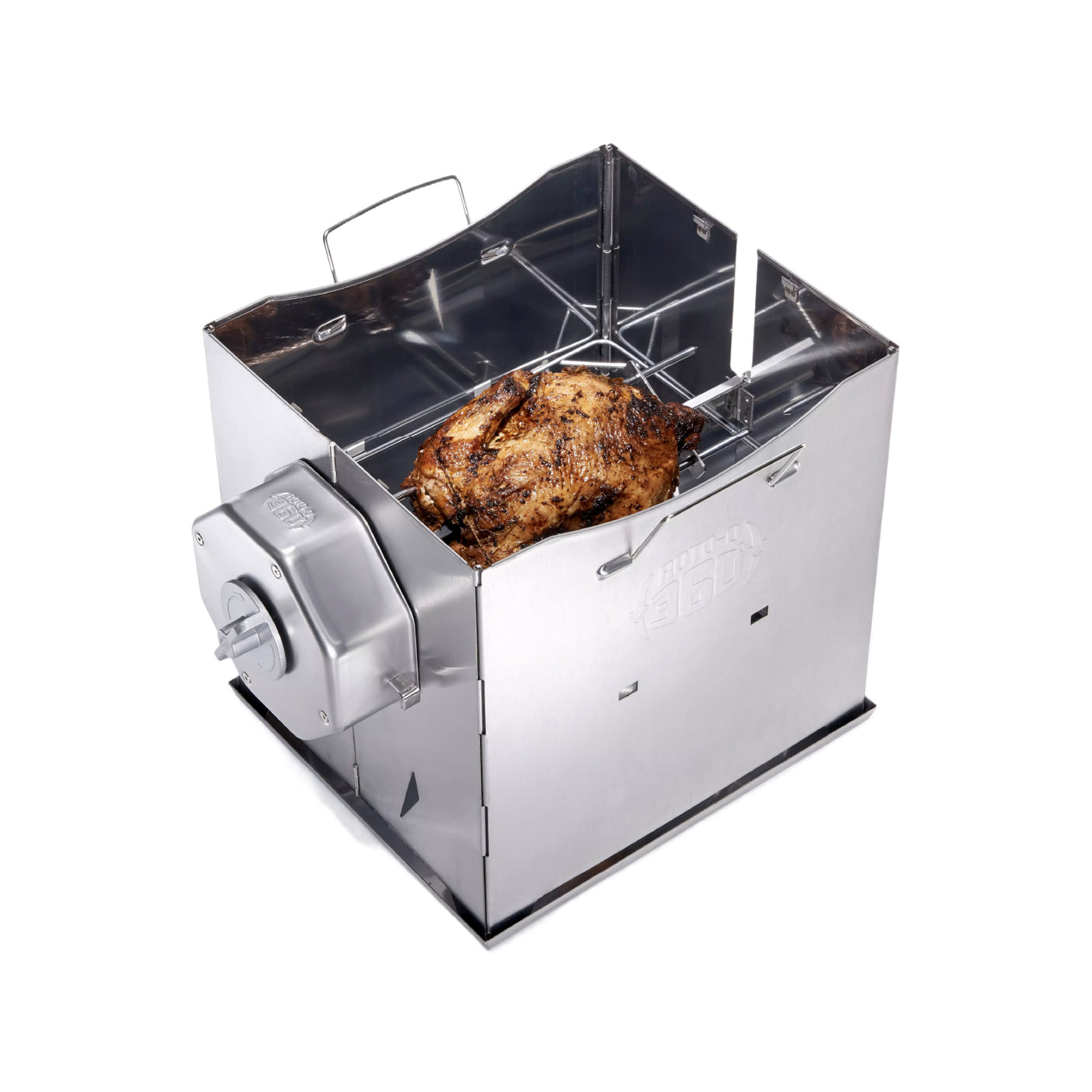ROTO-Q 360 non-electric self-rotating rotisserie grill in use