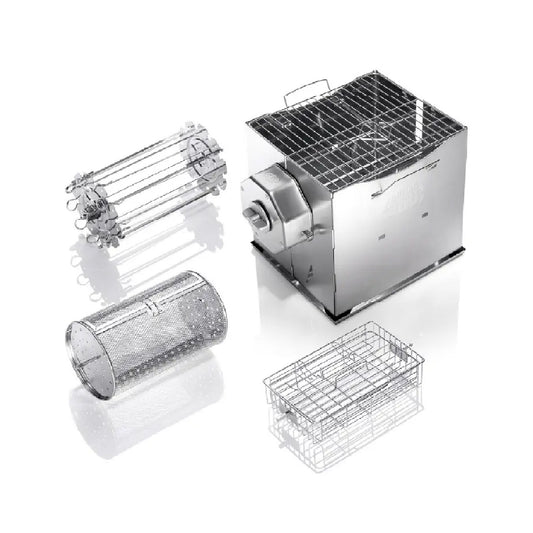 ROTO-Q 360 non-electric self-rotating rotisserie grill in use