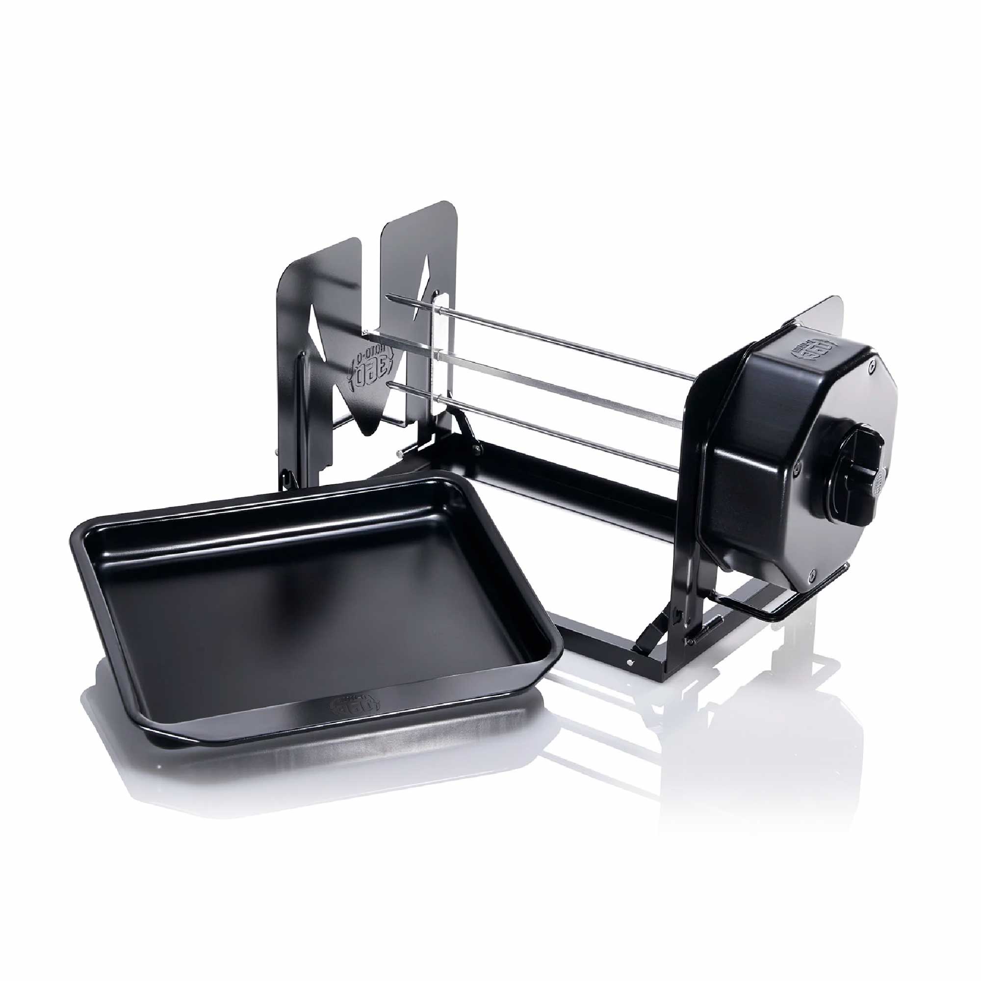 Roto-Q 360 basic set rotisserie in black, wind up rotisserie in black