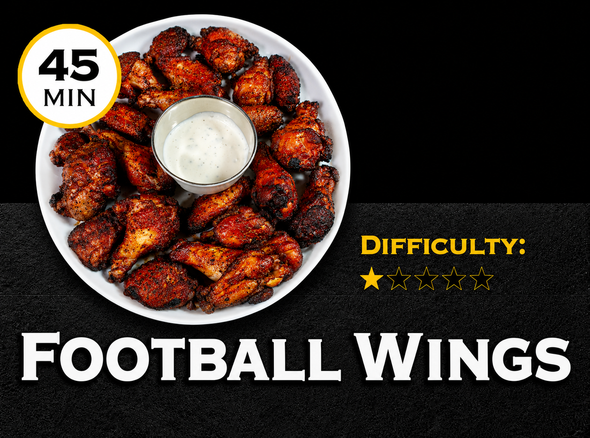 Football wings, perfectly seasoned and cooked chicken wings on a white plate, cooked easily in 45 minutes