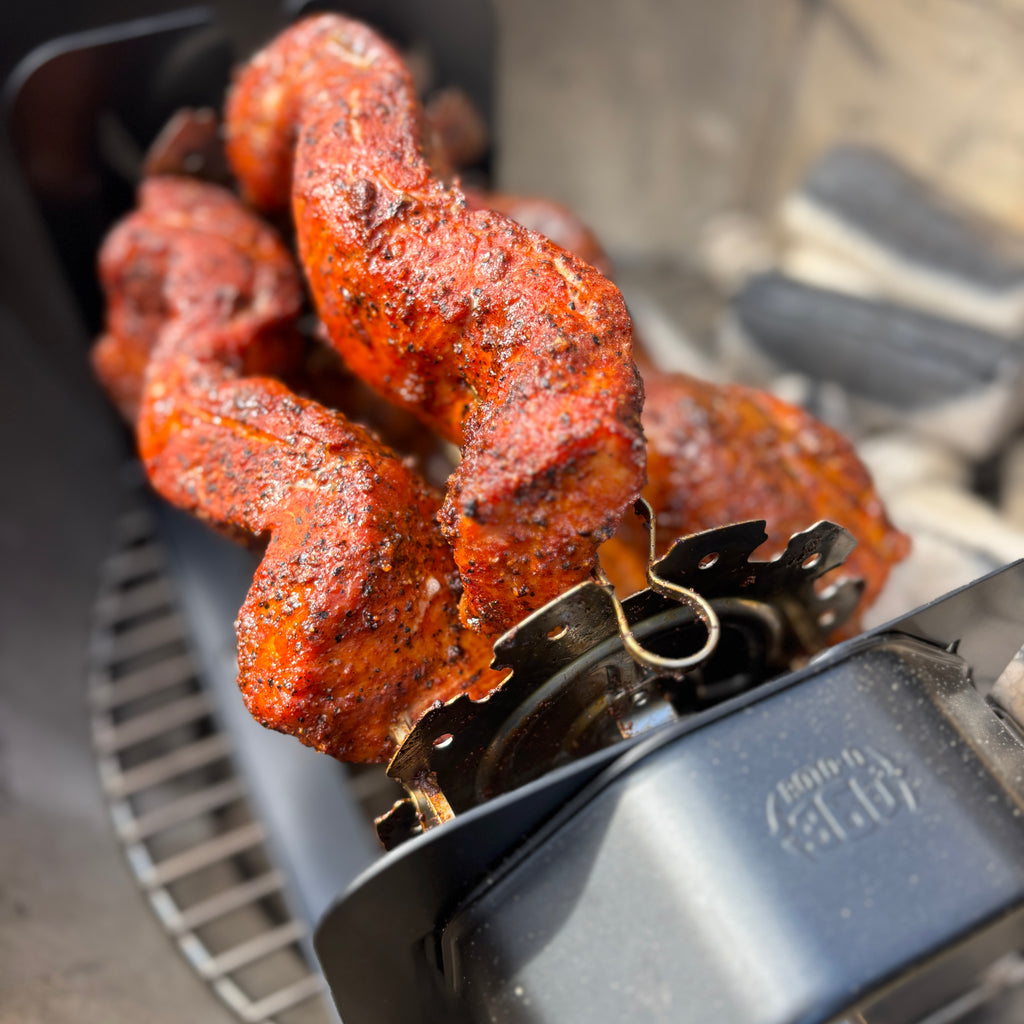 Meat grilling on a ROTO-Q 360 skewer set