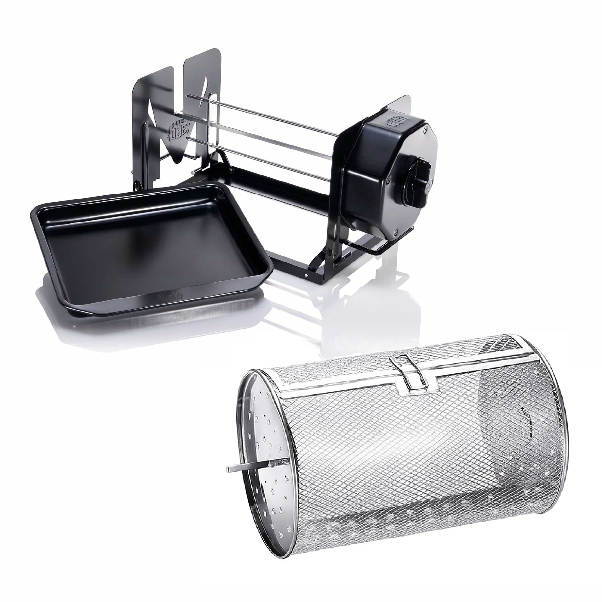 Black ROTO-Q 360 R-XL bundle with basic unit and Rotisserie Basket XL