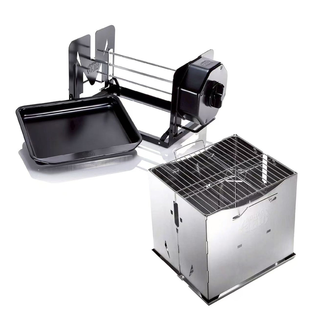 Black ROTO-Q 360 Basic Set with Foldable Stainless Steel Grill
