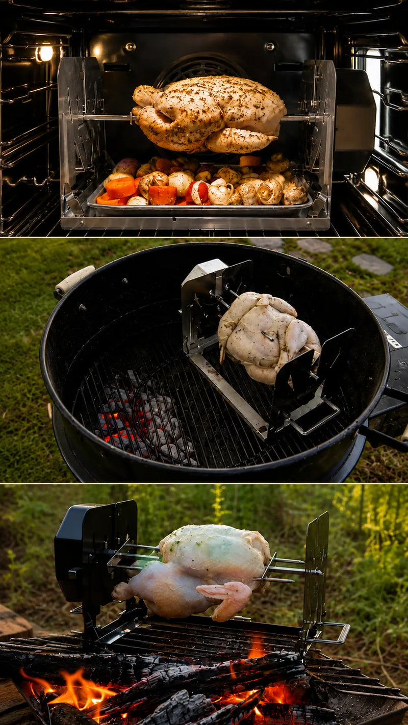 Roto-Q 360 rotisserie — compatible with any grill, oven or open fire
