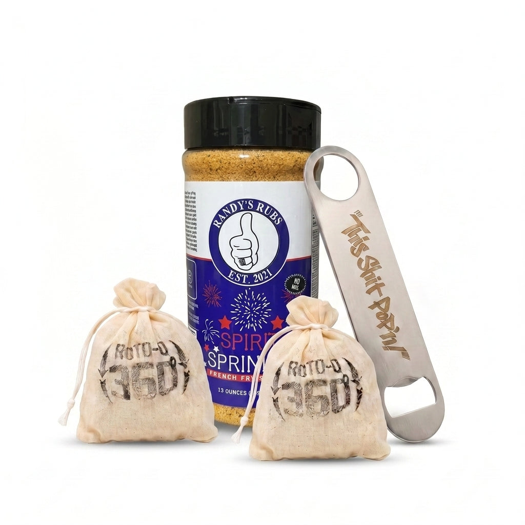 Spirit Sprinkles French Fry Seasoning + Fire Starter + Bottle Opener | ROTO-Q 360™ Fire & Flavor Kit