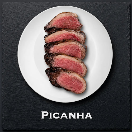 Sliced picanha steak on a plate