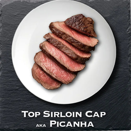 Top sirloin cap (picanha), sliced