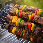 Kebabs cooking on a ROTO-Q 360 skewer set